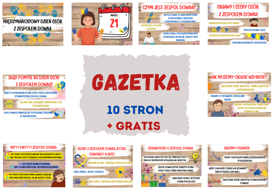 Międzynarodowy Dzień Osób z Zespołem Downa/ Dzień Kolorowej Skarpetki/21 marca - GAZETKA + GRATIS