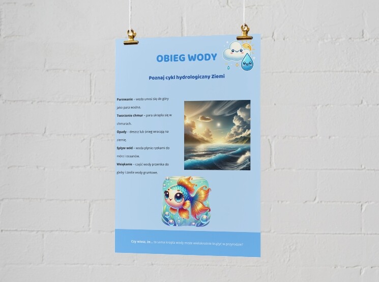 Plakaty. Pojęcia ekologiczne (łańcuch pokarmowy, obieg wody, cykl węglowy). Sposoby ochrony środowiska. Wpływ człowieka na środowisko