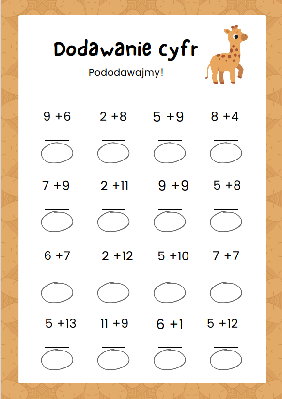 Trening matematyczny dla młodszych uczniów. Dodawanie i odejmowanie do 20.