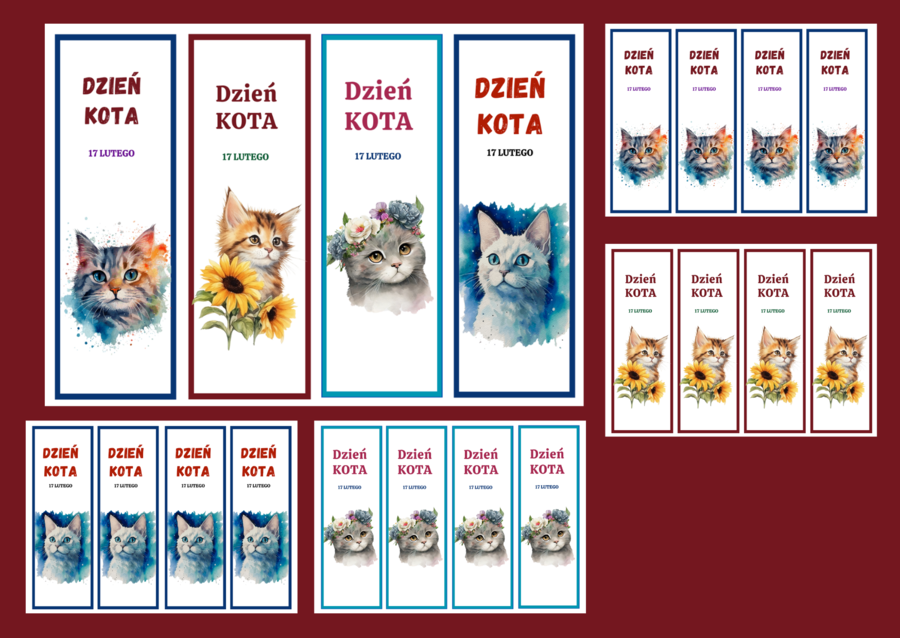 DZIEŃ KOTA – zakładki do książek – zakładka – biblioteka – świetlica – wersja 3