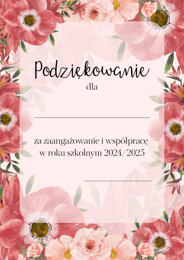 PODZIĘKOWANIA ROK SZKOLNY