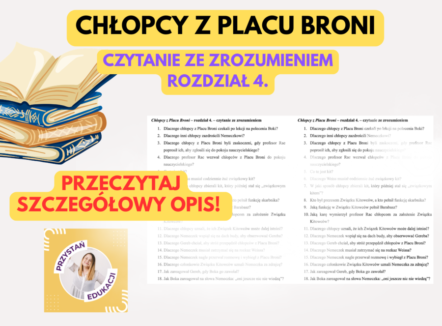 📚 „Chłopcy z Placu Broni” – rozdział 4 – czytanie ze zrozumieniem + klucz odpowiedzi