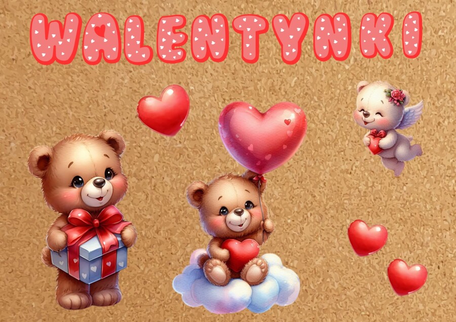 Walentynki - dekoracja na gazetkę, karty pracy, medale i dyplomy