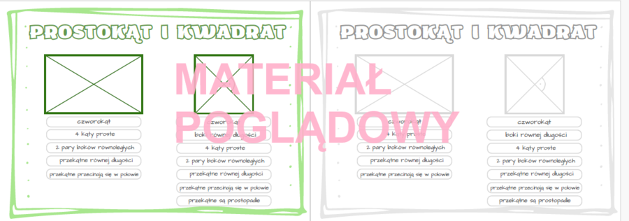 Własności czworokątów - plansza kl. 5, 6, 7, 8