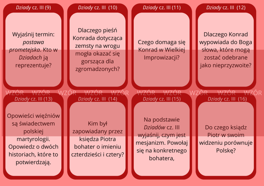 Dziady cz. III - fiszki do lektury