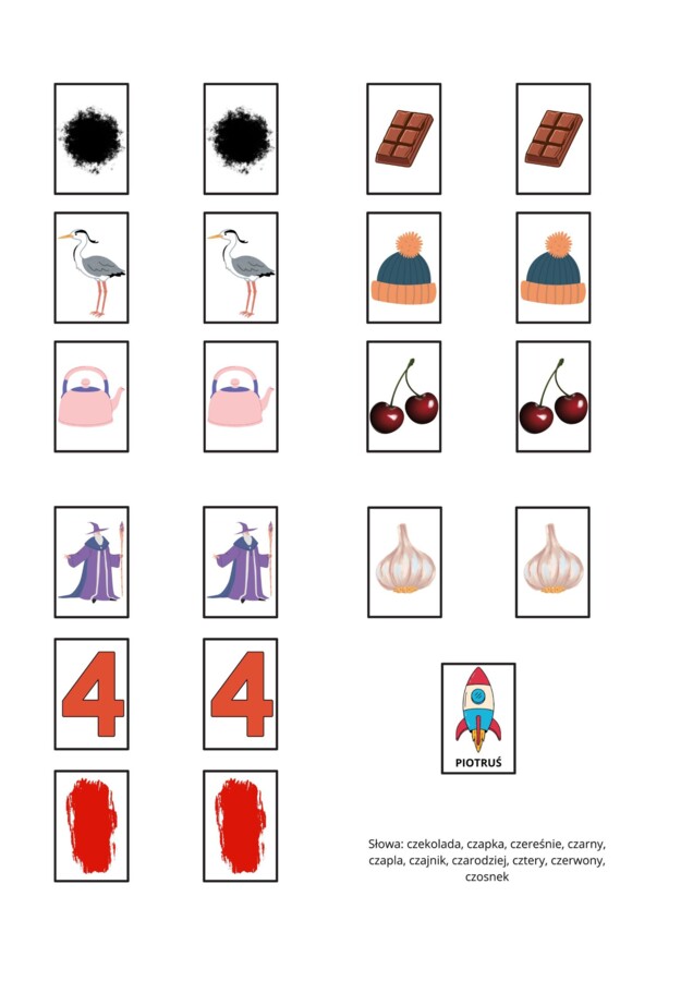 Logopedyczny Piotruś - głoska CZ w nagłosie