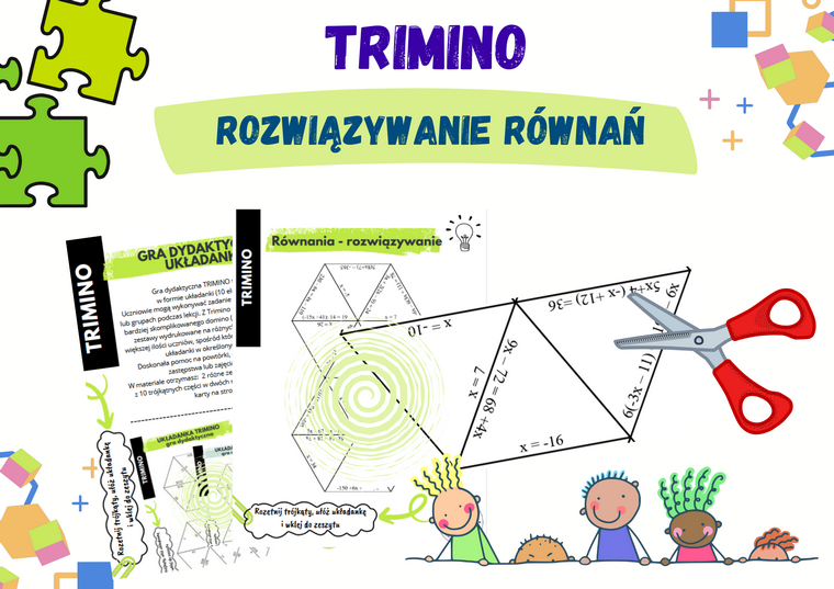 Rozwiązywanie równań – układanka trimino w dwóch wersjach