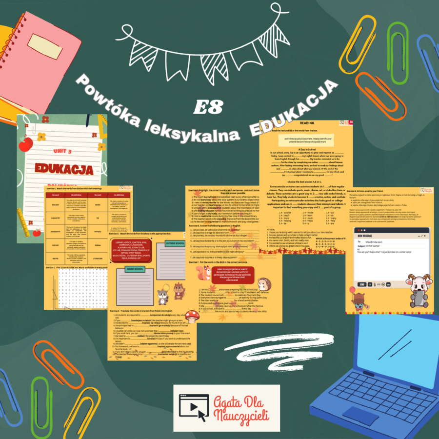 Unit 3 - Edukacja - słownictwo powtórzenie do E8