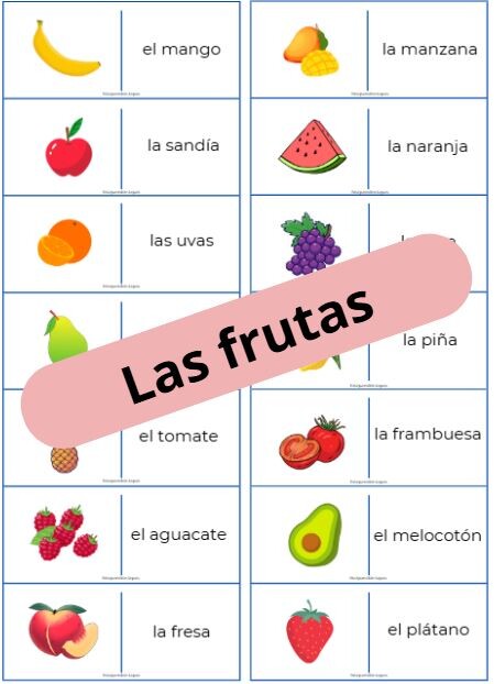 Domino ze słówkami - "las frutas" (owoce)