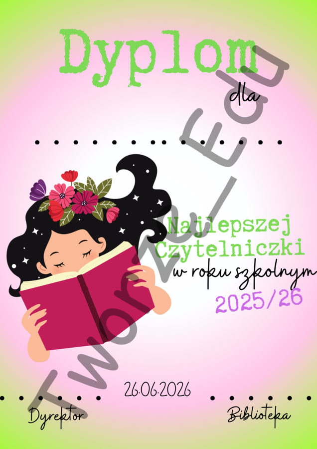 Dyplom Najlepszej Czytelniczki i Najlepszego Czytelnika