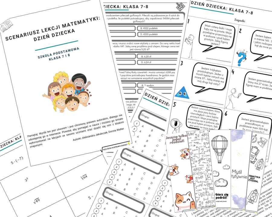 Scenariusze na lekcję matematyki z okazji Dnia Dziecka + zakładki