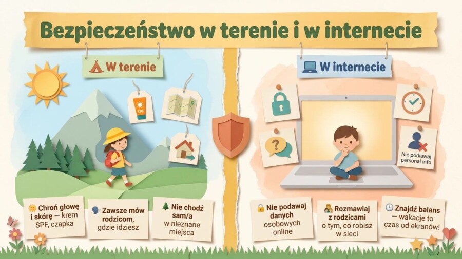 Zakończenie roku szkolnego – prezentacja/gazetka szkolna z podsumowaniem roku oraz wakacyjnym bezpieczeństwem