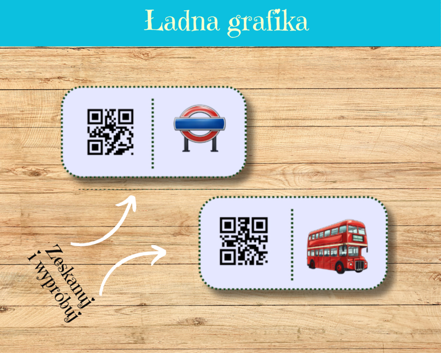 London Landmarks and Symbols - Domino. Symbole i Zabytki Londynu. 2 wersje. Zywkła. Kod QR