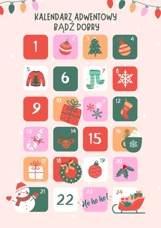 Kalendarz adwentowy - dobre uczynki- klasy I-III