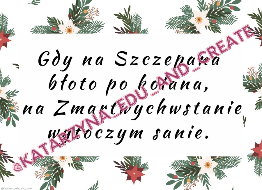 Zimowe i bożonarodzeniowe plakaty z przysłowiami