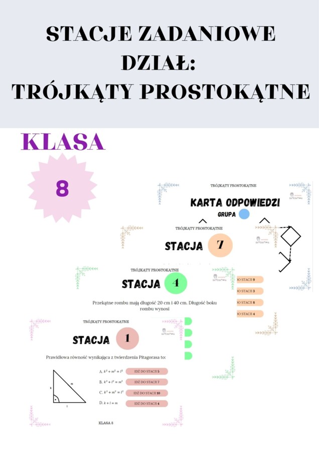 STACJE ZADANIOWE - TRÓJKĄTY PROSTOKĄTNE