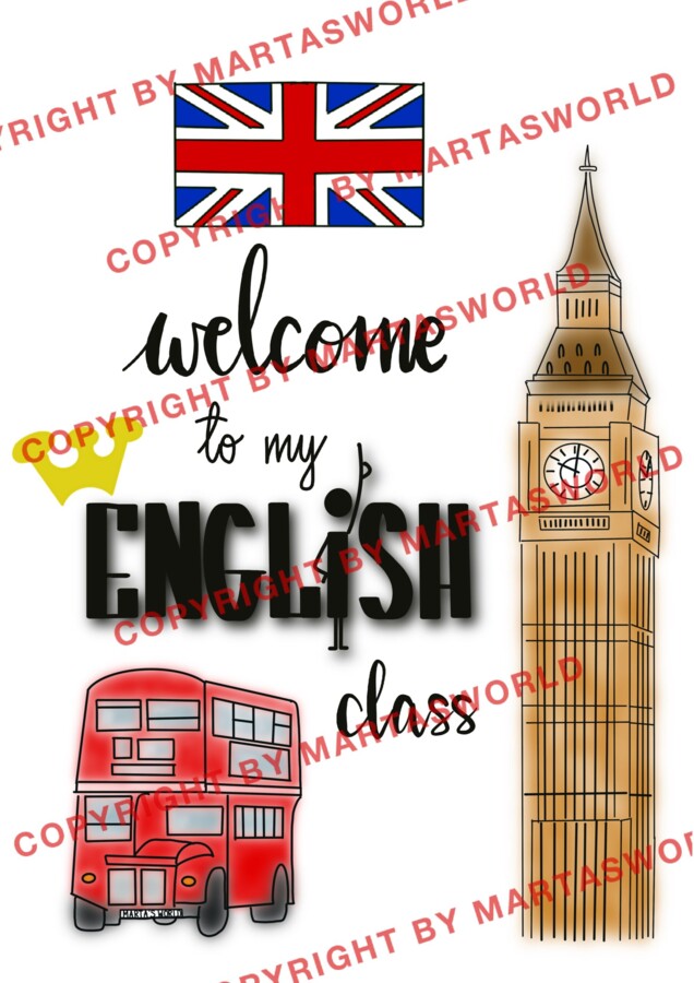 ✨ Welcome to my English class! ✨ - ręcznie rysowana, kolorowa wklejka📖✏️