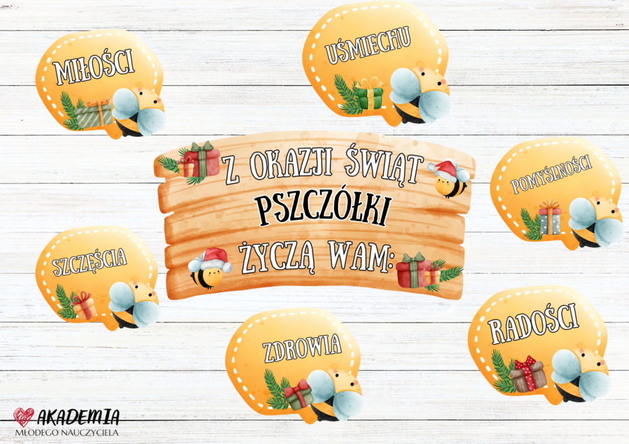 ŚWIĄTECZNE ŻYCZENIA - WERJA PSZCZÓŁKI - INNE NAZWY GRUP RÓWNIEŻ DOSTĘPNE