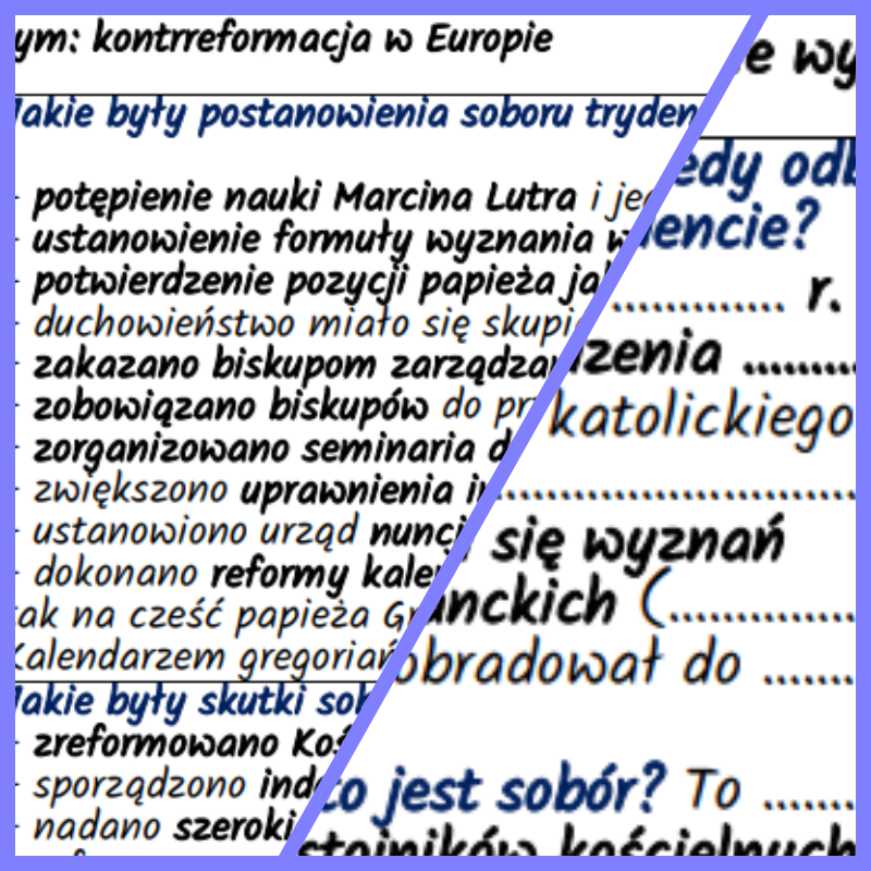 Prześladowania na tle wyznaniowym: kontrreformacja w Europie – notatki i karta pracy