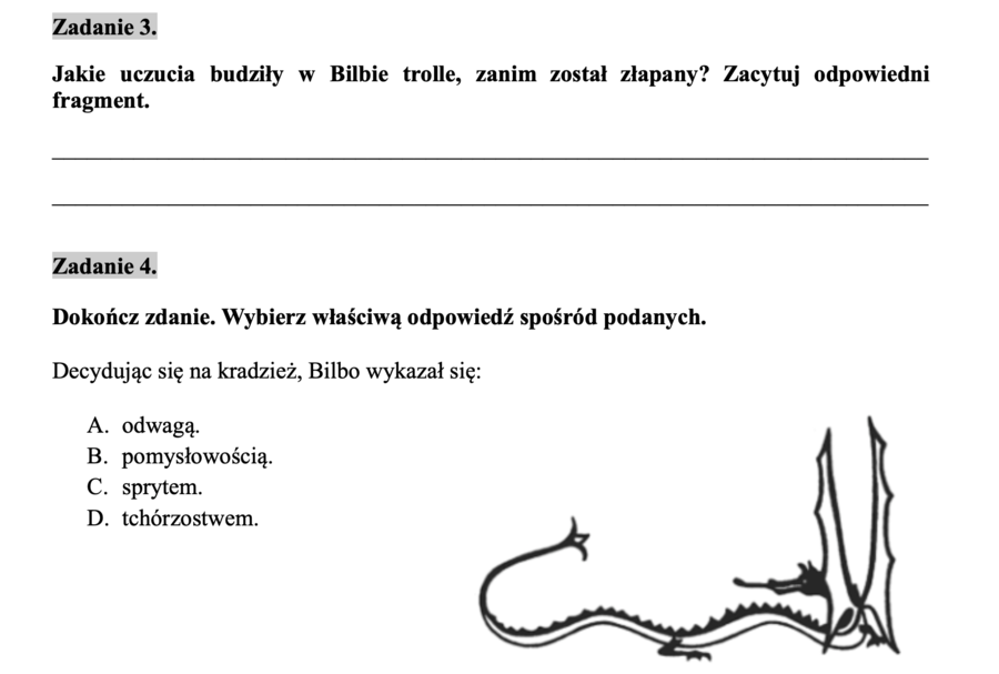 Hobbit - czytanie ze zrozumieniem
