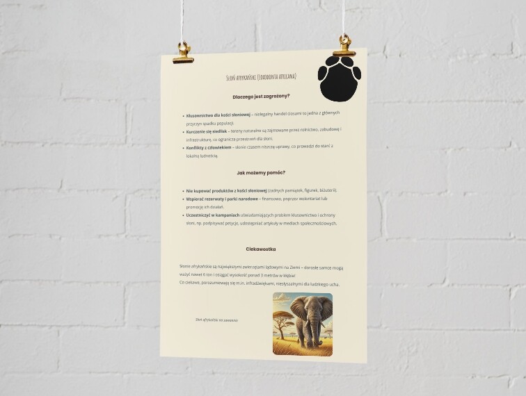 Plakat o zagrożonych gatunkach