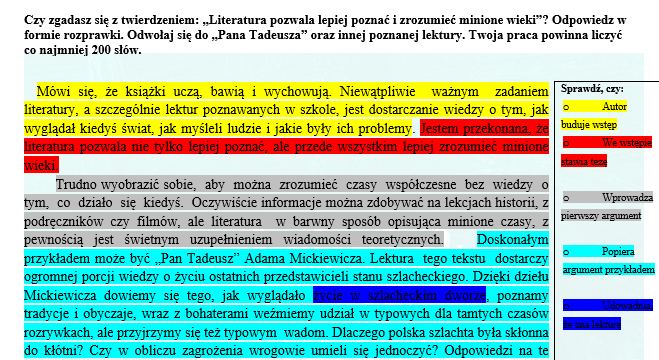 KOLOROWA ROZPRAWKA. MATERIAŁ DLA UCZNIÓW KLAS 7-8. OBSERWACJA I DOSKONALENIE FORMY WYPOWIEDZI.
