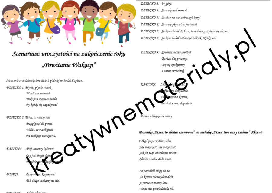 Scenariusz na Zakończenie Roku "Witajcie wakacje"