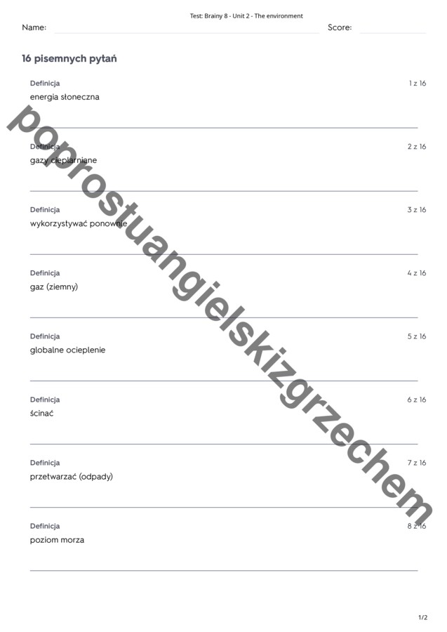 Brainy 8 - Unit 2 - testy