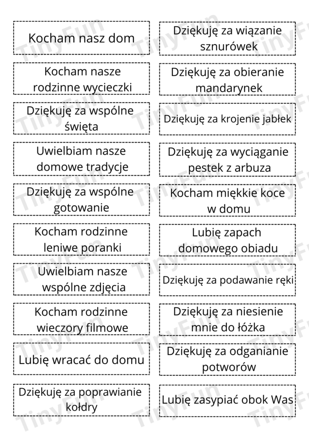 Słoik Wdzięczności dla Mamy i Taty -  80 karteczek DIY do wycięcia