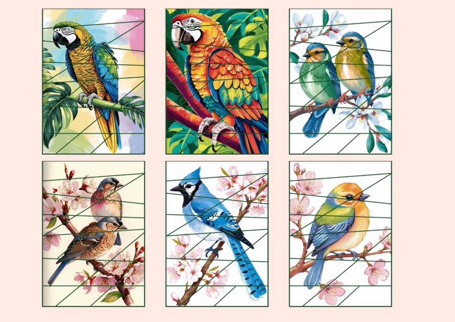 DZIEŃ PTAKÓW – puzzle –EKOLOGIA – wiosna – biblioteka – przedszkole – świetlica – 12 wersji