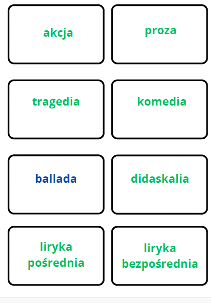 Pojęcia - fiszki z języka polskiego