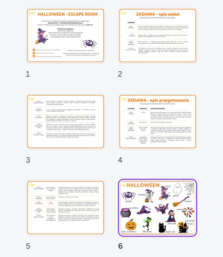 HALLOWEEN - Escape Room/ Stacje dydaktyczne (klasy 1-3)
