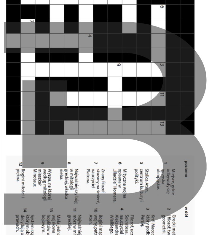 KRZYŻÓWKA – „STAROŻYTNA GRECJA” – MATERIAŁ DYDAKTYCZNY