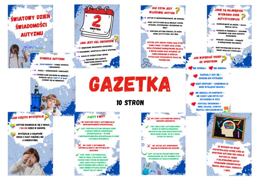 Światowy Dzień Świadomości Autyzmu/Autyzm/2kwietnia- GAZETKA