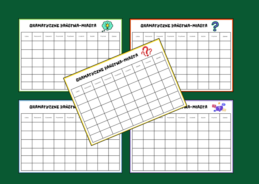 Gra "Państwa-Miasta" - części mowy - 5 wersji