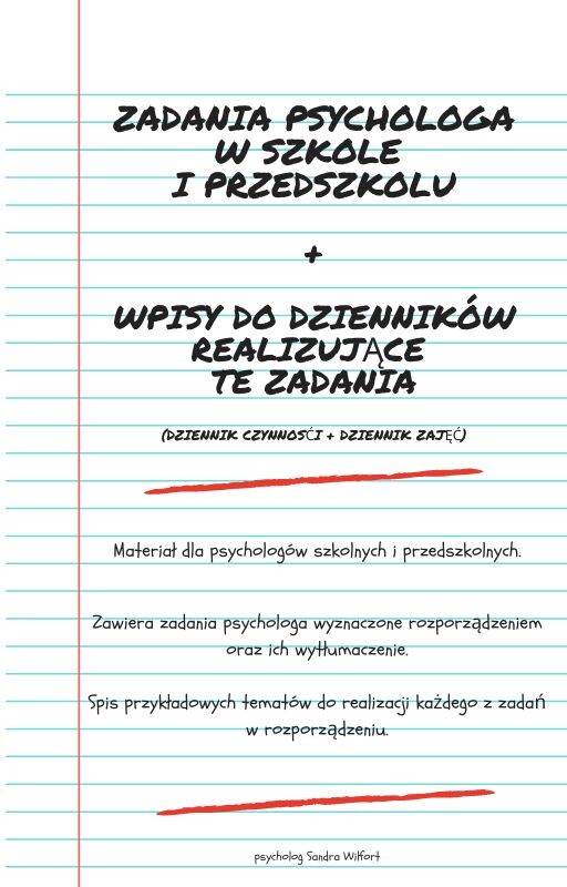 Zadania psychologa w szkole i przedszkolu - omówienie + wpisy do dzienników