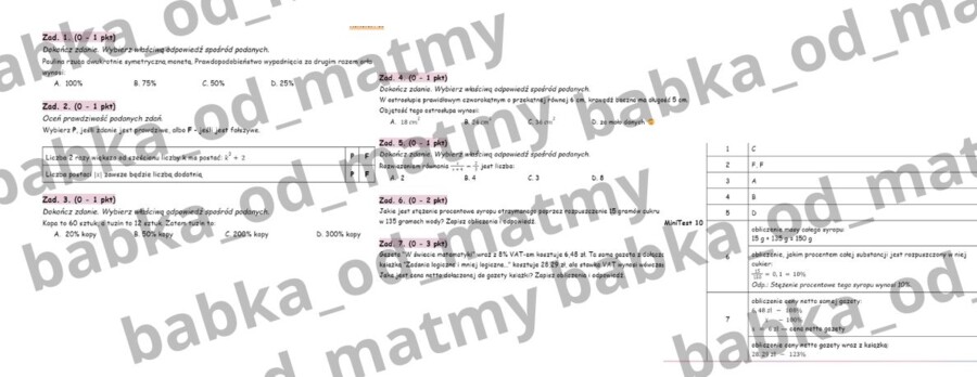 Przygotuj się do E8 z matematyki - MiniTest 10