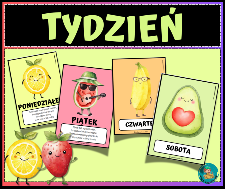 TYDZIEŃ PLANSZE - OWOCE - RYMOWANY TYDZIEŃ
