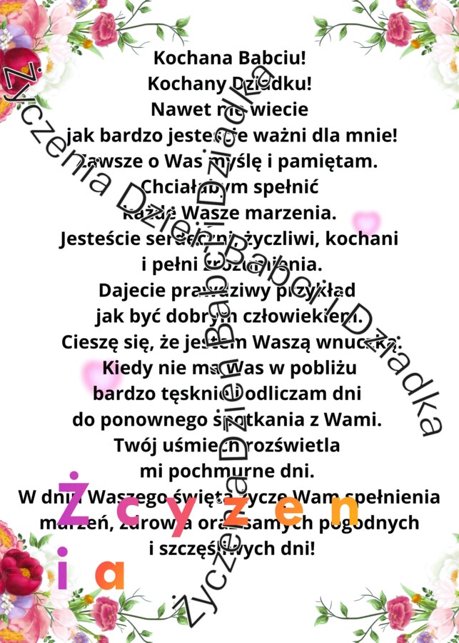 Życzenia dla babci i dziadka