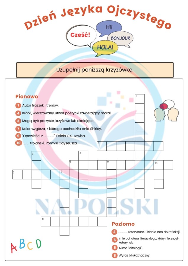 Dzień Języka Ojczystego - krzyżówka