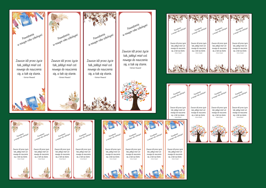 POWRÓT DO SZKOŁY - szkoła – zakładki do książek – zakładka – kolor – wersja 1