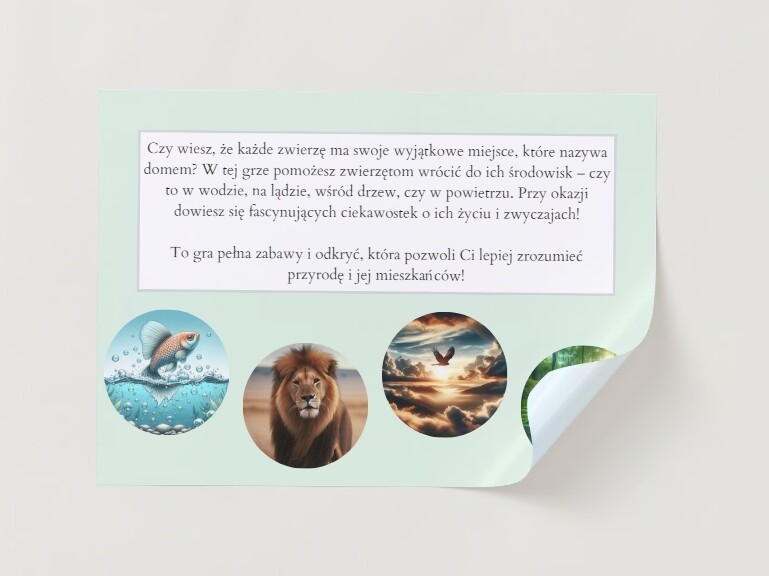 Gra edukacyjna - dopasuj elementy. Zwierzęta i ich środowisko