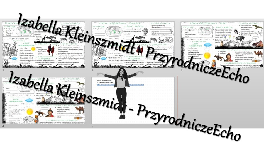 Minizestaw na temat „Krajobrazy sawanny i stepu” – sketchnotka + karta pracy w power point + gratisowy link do prezentacji multimedialnej niekomercyjnej wykonanej w genial.ly do indywidualnego pobrania i użycia do celów niekomercyjnych. Geografia 5, „Kra