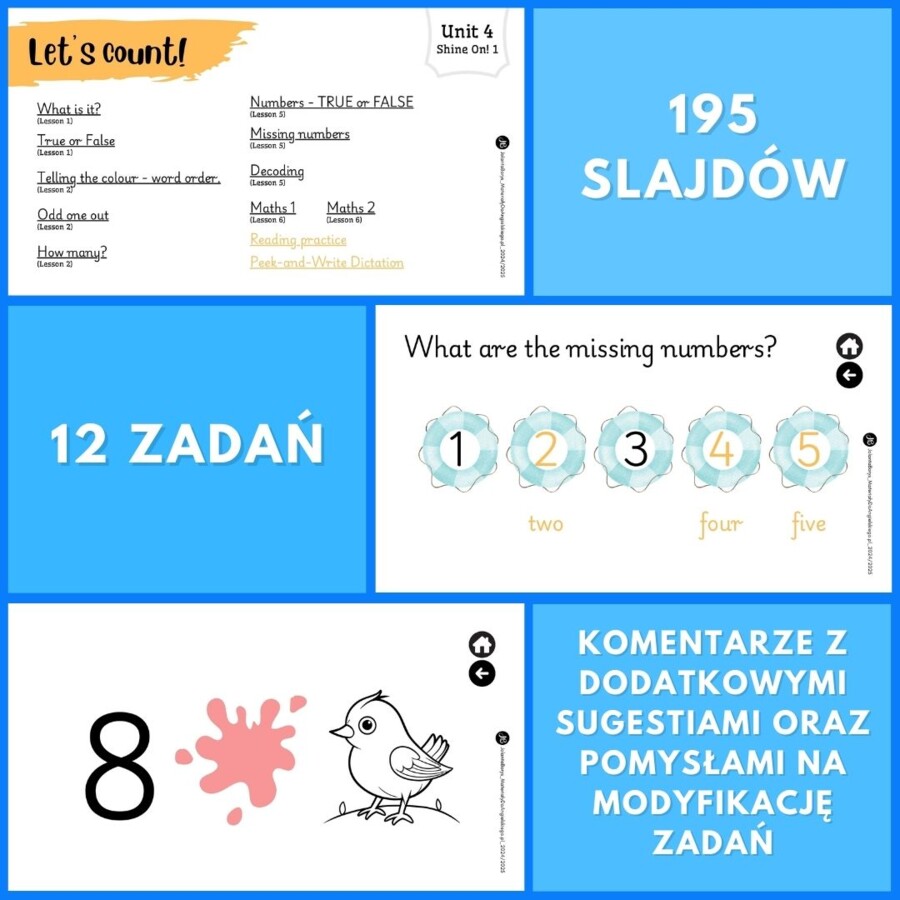 Prezentacja Shine On! 1 – Unit 4 Let's count!