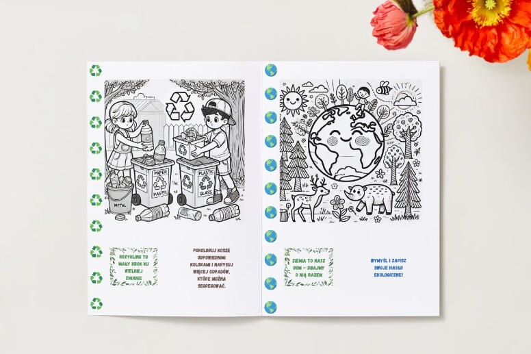 Kolorowanki ekologiczne - drzewa i lasy - zwierzęta - kwiaty - ekosystemy - recykling - ziemia