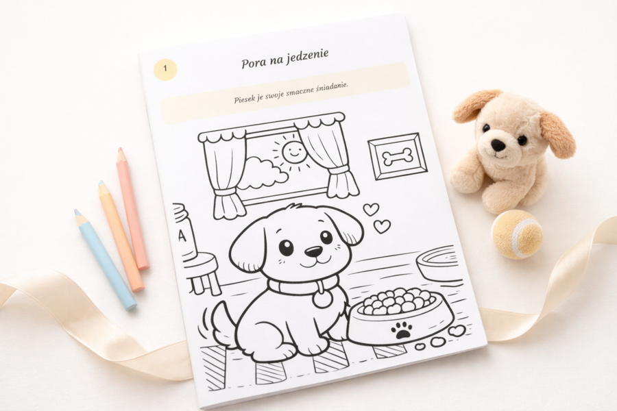 Kolorowanka: dzień z życia psa