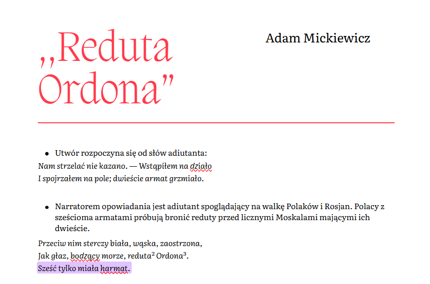 Opracowanie lektury ,,Reduta Ordona"