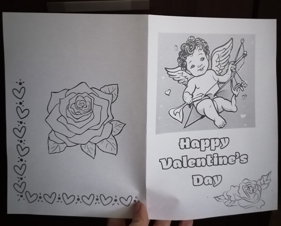 Kartka Walentynkowa do pokolorowania