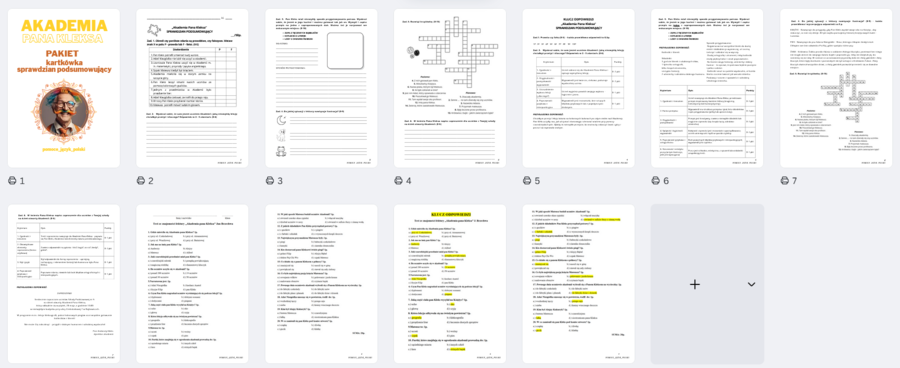 Akademia Pana Kleksa - kartkówka oraz sprawdzian podsumowujący + klucze odpowiedzi