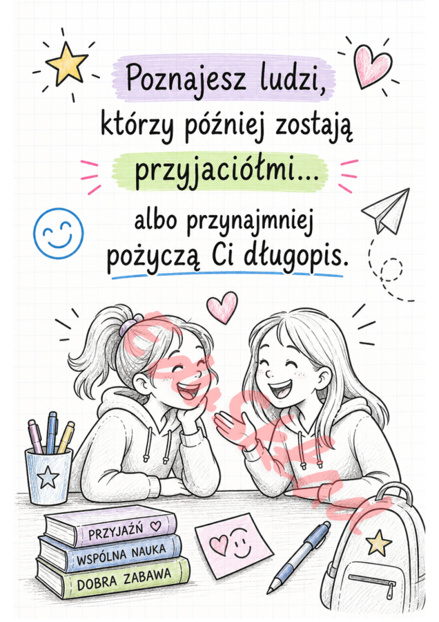 📚 Dlaczego warto chodzić do szkoły? – gazetka szkolna w wersji rysunkowej